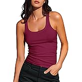 Artfish Women's Sleeveless Cotton Fitted Tank Top Form Fitting Scoop Neck Ribbed Knit Basic Cami Shirts