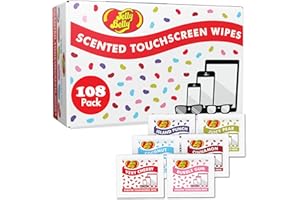 JELLY BELLY Scented Wipes, 6 Assorted Scents Eye Glasses Cleaner Wipes, Lens Cleaners for Sunglasses Touchscreen, Eyeglass Cleaning Wipe, Glasses Lens Wipe Cleaners for iPhone/Laptop, 108-Pack