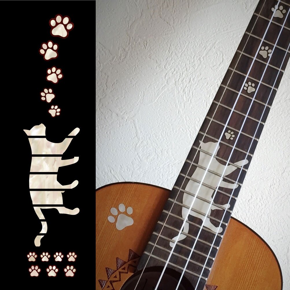 Inlaystickers Fret Markers for Concert Ukuleles - Cat Foot Prints/Paws, UKF-257CP-C