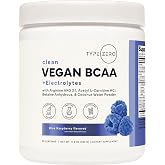Type Zero Ultra Clean Vegan BCAA Powder + Electrolytes (Blue Raspberry) | 6g Per Serving, 2:1:1 Sugar-Free, No Sucralose, BCAAs Amino Acids Supplement, After Workout Drink, 30 Servings