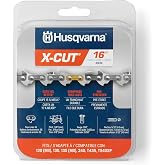 Husqvarna X-Cut S93G 16 Inch Chainsaw Chain, 3/8" Mini Pitch, .050" Gauge, 56 Drive Link Chainsaw Blade Replacement, Pre-Stretched and Low Kickback, Gray