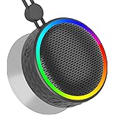Amdmotan Bluetooth Shower Speaker, Portable Wireless Speaker Suction Cup, Bluetooth Speaker with RGB Lights, 360° HD Sound Sound Support TF Card Shower Radio for Outdoor/Travel/Gifts/Gym (Black)