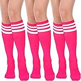 AQOKKA Athletic Knee High Socks for Women Cotton Casual Tube Socks Knit Stripes Thigh High Stockings Leg Warmer Outdoor Sport