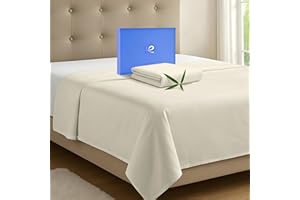 KICKOFF HOME Kickoff Viscose Bamboo Flat Sheet Only King Size, 100% Organic Cool Bed Sheets King Size Flat Sheet Only, Top Extra Wide, Viscose Bamboo Cooling Sheets for Hot Sleepers (K, Buttercream)