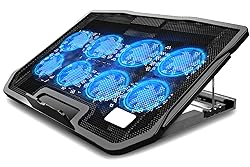 Aluminum Panel Laptop Cooling Pad, Gaming 6Fans