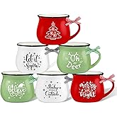 LIKAJON Christmas Coffee Mug Set of 6, 12 oz Hot Cocoa Ceramic Coffee Mug, Stackable Mugs as Christmas Gift for Mom Woman Family Friends Colleagues