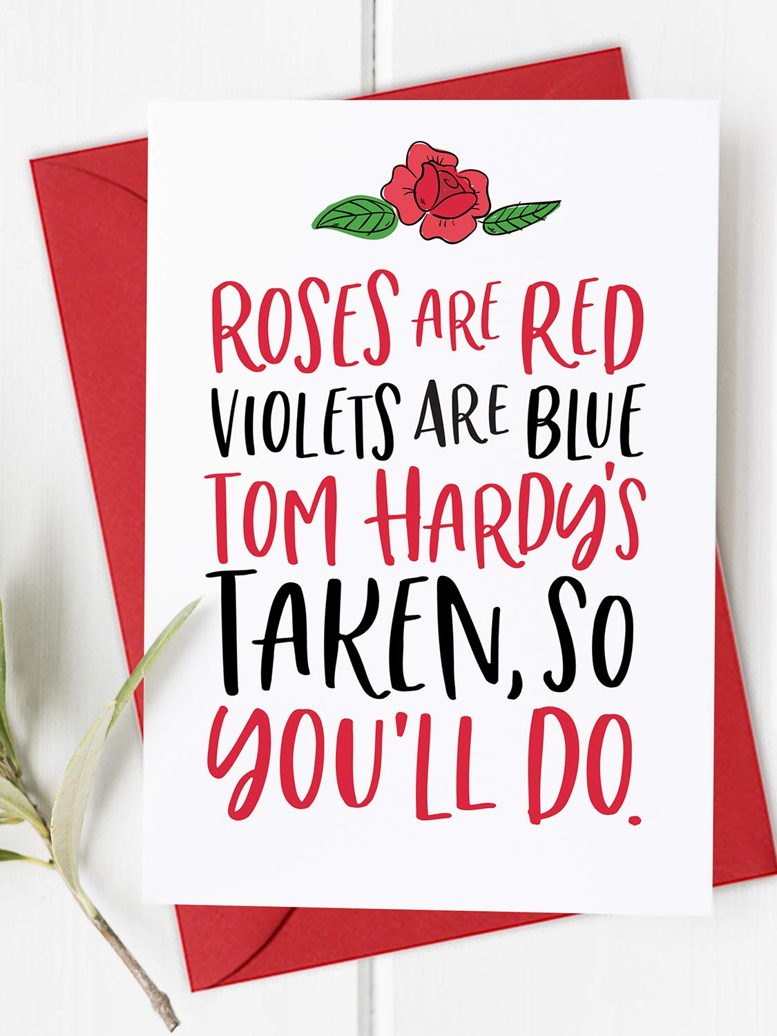 Tom Hardy Funny Valentines Card for Him, Boyfriend Husband, Tom Hardy Merchandise Gifts, Roses are Red Funny Anniversary Card