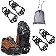 LACE INN 2 Pairs Non Slip Gripper Spikes for Shoes, Ice Traction Cleats with 8 Steel Studs Crampon for Walking On Snow and Ice, Shoe Spikes for ice Fishing, Hiking, Snow Shoveling