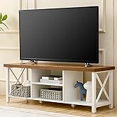 GAZHOME TV Stand for TV up to 65 Inches, TV Cabinet with Open Storage, TV Console Unit with Shelving for Living Room, Entertainment Room, White