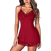 Avidlove Womens Lingerie Spaghetti Strap Slip Dress Lace V Neck Babydoll Nightgown for Women Sleepwear Nightwear