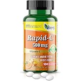 America Medic &amp; Science Rapid-C 500mg Vitamin C Supplement (1 Pack of 100 Tablets) Energy Booster, Daily Immune System Support, Antioxidant | Vegan, Non-GMO Coated Ascorbic Acid for Adult Men &amp; Women