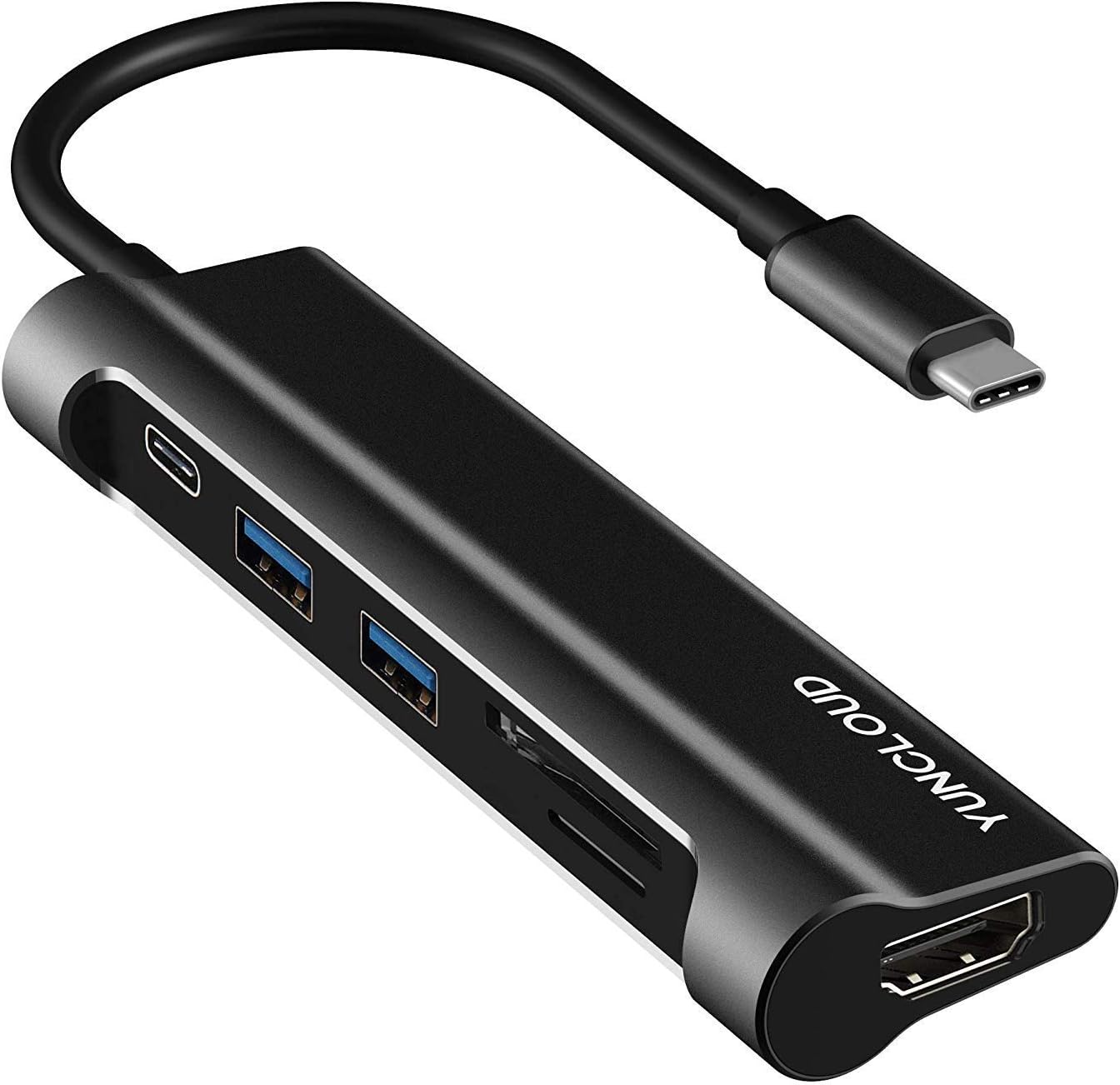 USB C Hub, Type C Hub to HDMI, 6 in 1 Combo with 2 USB 3.0 and Type C Charging Port, SD/TF Card, Multi-Function USB C to HDMI Adapter Compatible for MacBook Pro (Black) (Black)