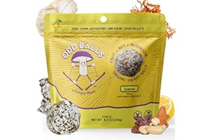 ODD BALLS A FUNGUY BLEND ODD BALLS Organic Energy Balls Lemon - Superfood Mushroom Snack - Running, Cycling, Hiking - Gels, Bars Alternative - Lion's Mane Focus, Cordyceps Energy - Vegan, Gluten Free Snacks for Kids & Adults