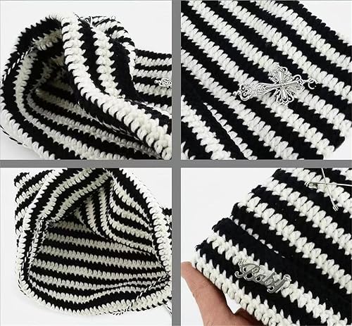 Y2K Vintage Crochet Cat Beanie - Handmade Cute Grunge Hat For Women, Pink, One Size Fits Most - View #5