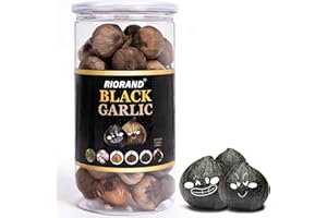 RioRand Black Garlic Whole Black Garlic Fermented for 90 Days Non-Additives Ready to Eat for Snack Healthy Recipes (17.64 Oz/500g)