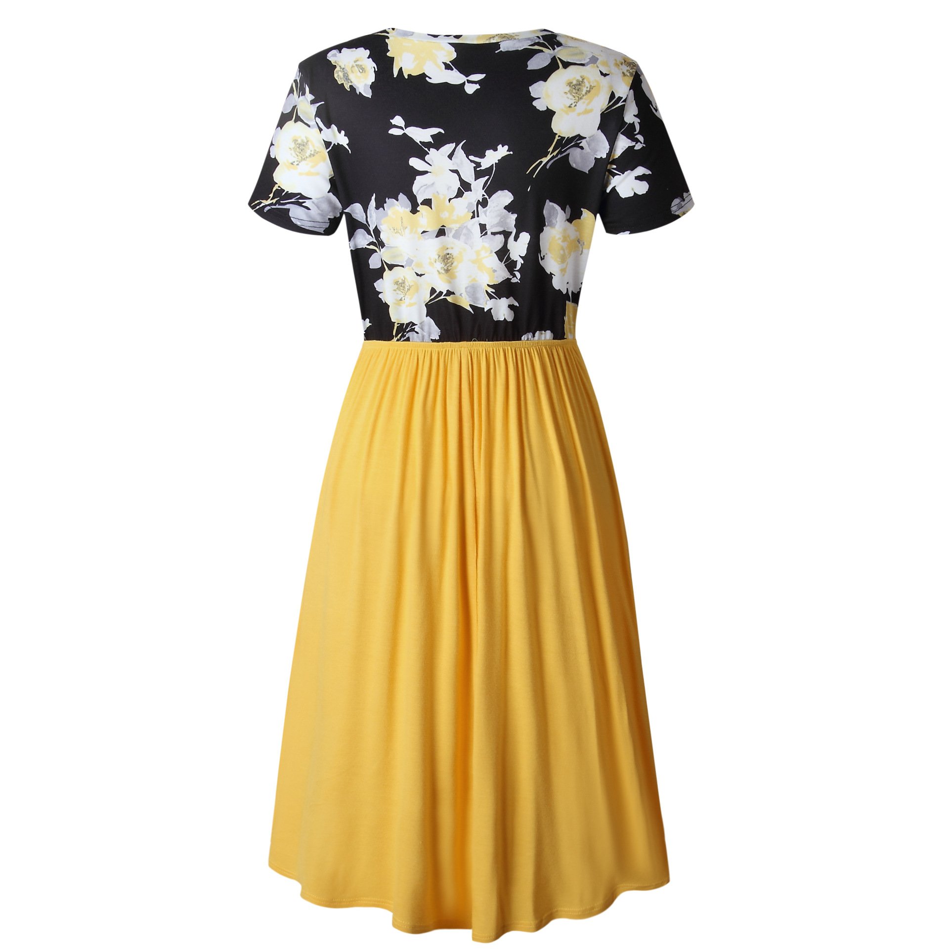 Annystore Women\'s Dress with Pockets - Summer Sleeveless Button Casual Loose Swing T-Shirt Short Dress (6038-Yellow, Small)