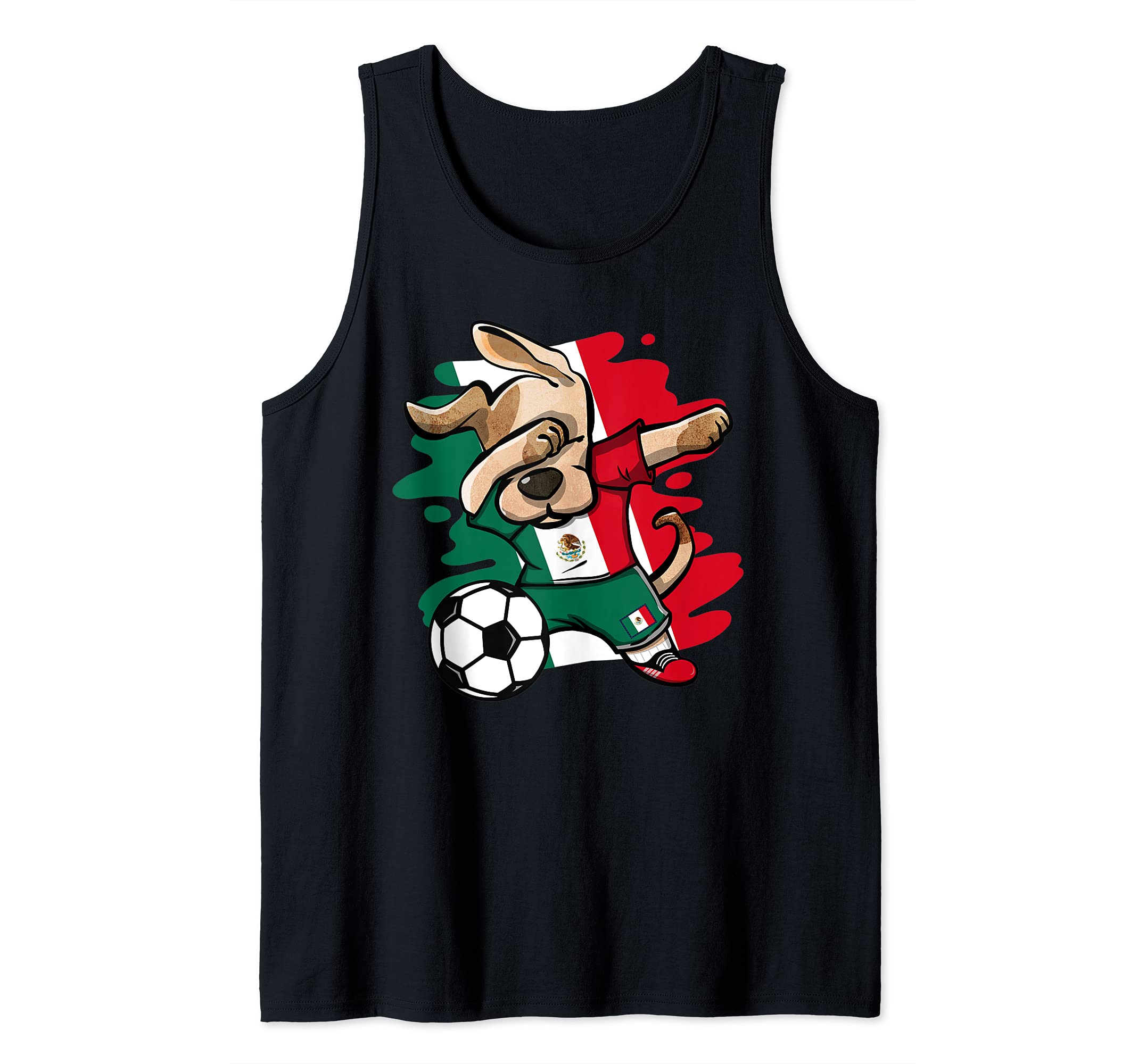 Dabbing Dog Mexico Soccer Fans Jersey Mexican Flag Football Tank Top