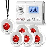 SYNLETT Caregiver Pager for Elderly Adults Nurse 6 Call Buttons for Elderly at Home Seniors Patients Nurse Call Light Monitoring System Alert Button Bed Alarm Buzzer Emergency Clinic