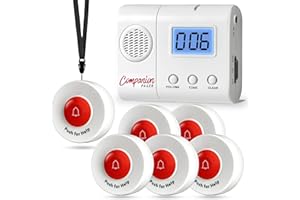 SYNLETT Caregiver Pager for Elderly Adults Nurse 6 Call Buttons for Elderly at Home Seniors Patients Nurse Call Light Monitoring System Alert Button Bed Alarm Buzzer Emergency Clinic