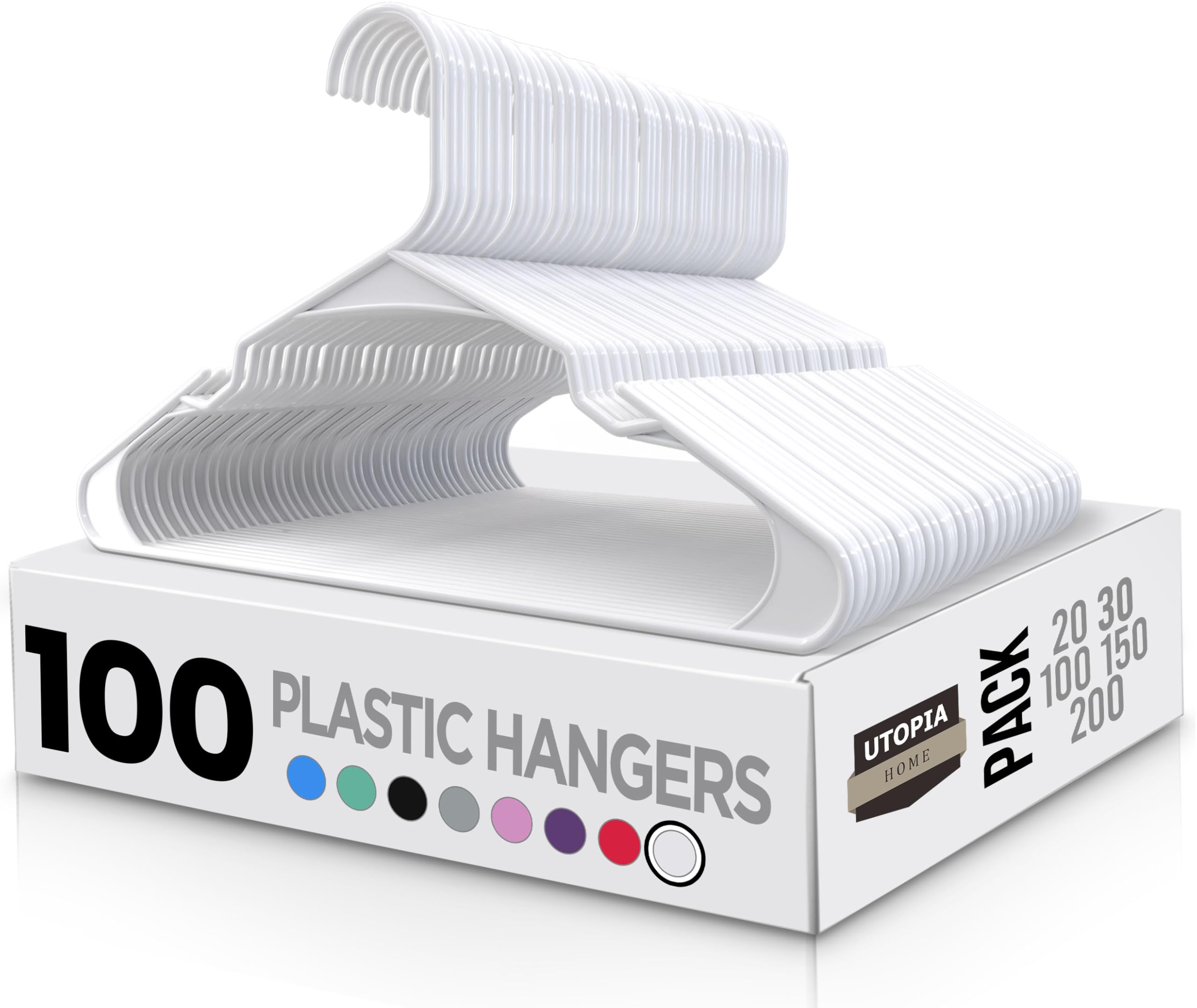 Utopia Home Plastic Hangers 100 Pack - Perfect