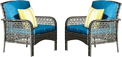 Amazon Com Ovios Patio Outdoor Furniture Sets Wicker Sofa Set All Weather Waterproof And Uv Resistant Rattan Wicker Outdoor Sofa Conversation Set With Cushions 2 Single Sofa Grey Garden Outdoor