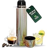 Kalmateh Stainless Steel Thermo Bottle 34oz for Hot Drinks, Precise Pouring for Coffee, Tea, Yerba Mate and Cold Beverages