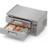 Coolski Commercial Chef Base Refrigerator, 48&rdquo;W Double Drawers Chef Bases Worktop Refrigerators with Wheels, 33-41℉, 10 Pans Commercial Undercounter Fridge for Restaurant/Bar/Diner/Kitchen Use