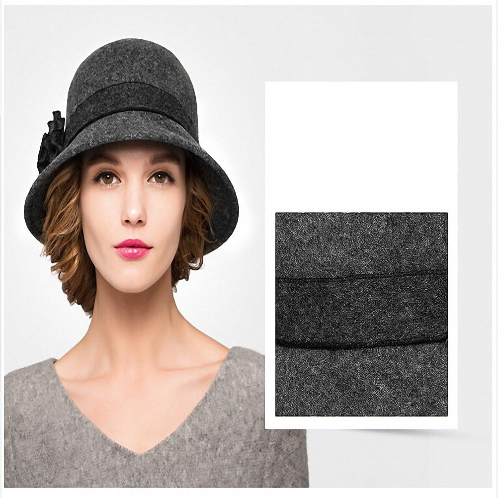 Maitose Women's Wool Felt Flowers Church Bowler Hats Dark Gray at  Women’s Clothing store