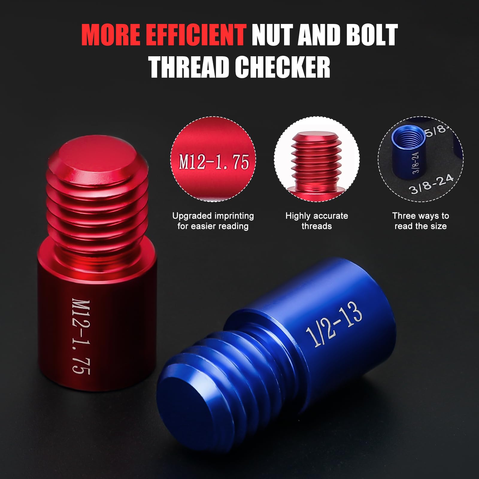 Mua Nut and Bolt Thread Checker (Red & Blue) Nut Bolt Size Gauge- 38 ...