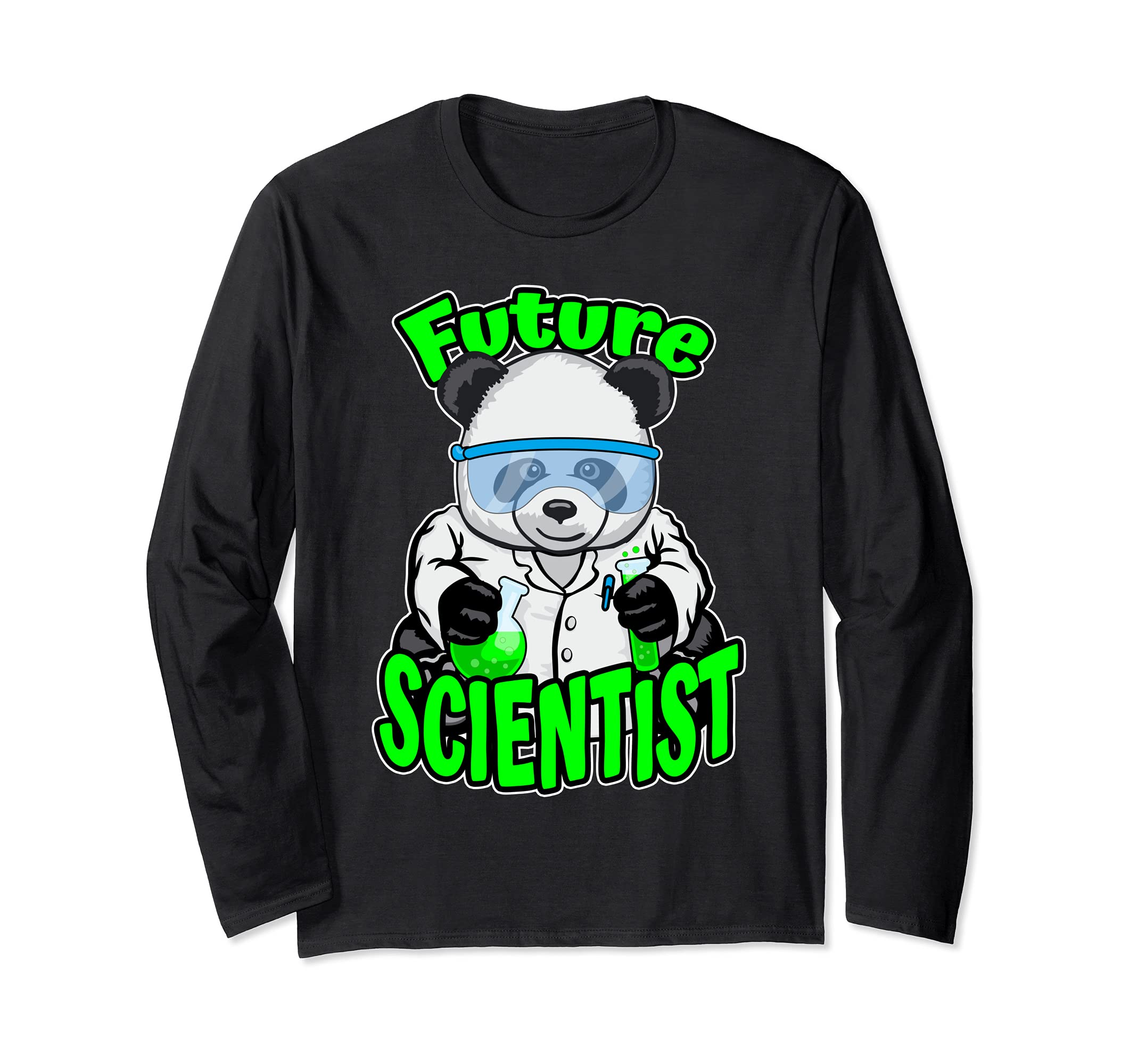 Future Scientist Cute Panda Bear STEM Science Geek Long Sleeve T-Shirt