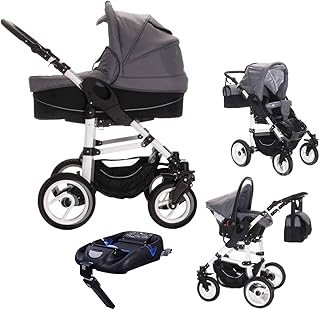 Bebebi Paris | 4 in 1 Kinderwagen Komplettset | ISOFIX Basis &amp; Autositz | Luftreifen | Farbe: Montmartre