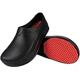 LIPROFE Men's Black Non Slip Work Clogs - Professional Chef, Nurse & Gardener Shoes - Waterproof, Oil Resistant, Comfortable & Breathable - Size 5-11