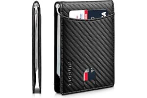 RUNBOX Genuine Leather Slim Wallet for Men RFID Blocking Bifold Minimalist Front Pocket Mens Wallet with Money Clip Thin Gift Box