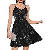 Timormode Women's Sparkly Prom Dress Spaghetti Straps Short A-line Cocktail Dresses Sequin Backless Party Dress