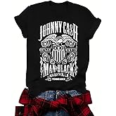 Women Crew Neck Vintage Graphic Tees Summer Short Sleeve Country Music Party Retro Loose Tee Tops