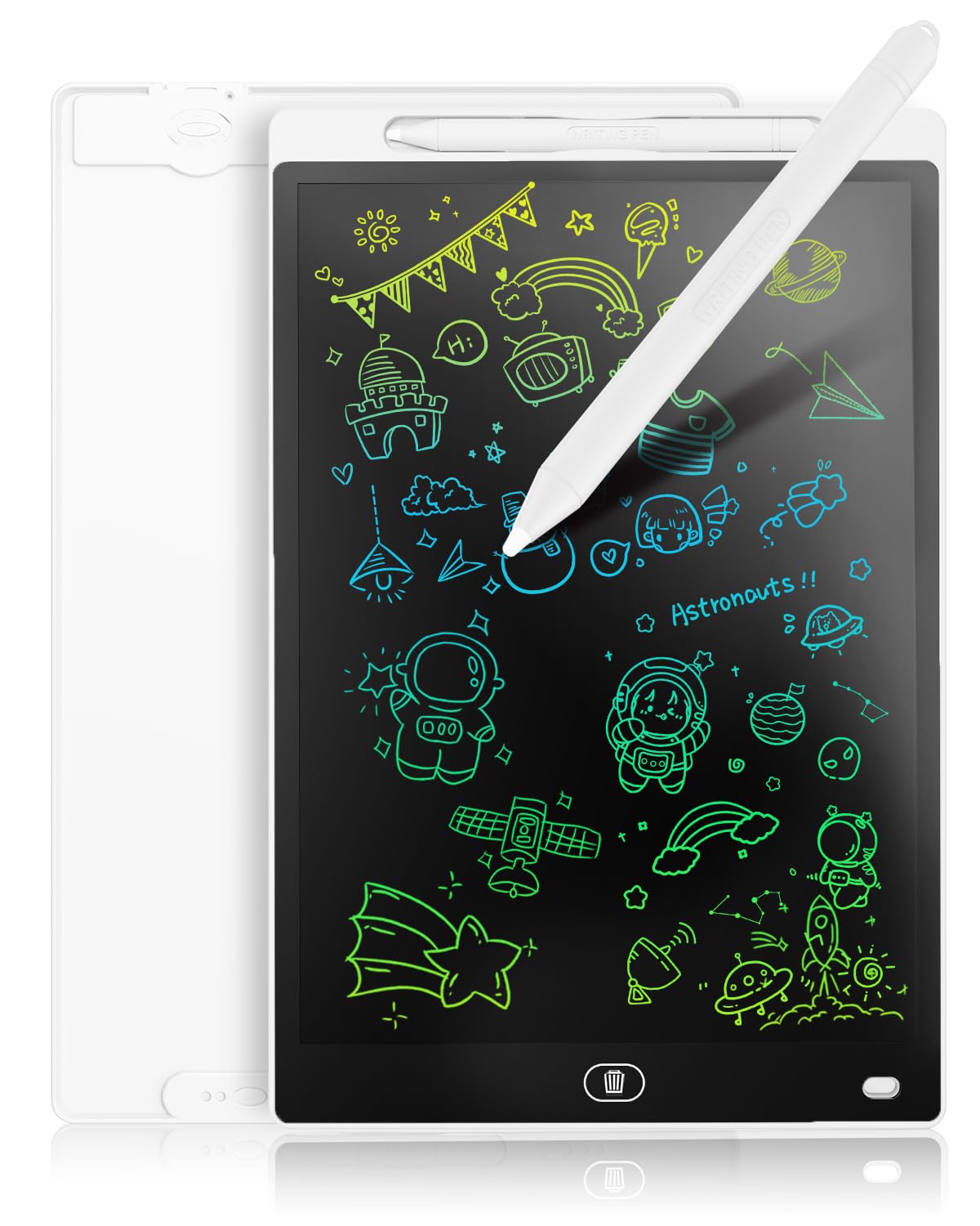 Toys Gifts for 2 3 4 5 6 Year Old Boys Girls, Genialba 12 inch LCD Writing Tablet Colorful Screen Drawing Board Toddler Learning Educational for Birthday Christmas (White)