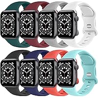 [8 Pack] Silicone Bands Compatible with Apple Watch Bands 44mm 42mm 40mm 38mm for Women Men, Soft Replacement Strap for…