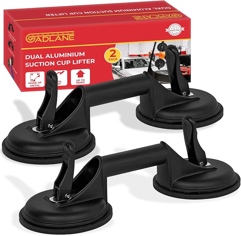 GADLANE Dual Aluminium Glass Suction Cups 100 kg Lift 11.9 cm Pack of 2
