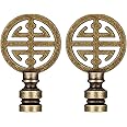 Canomo 2 Packs Oriental Asian Lamp Finial Cap Knob Lamp Decoration for Lamp Shade, Antique Brass, 2.16 Inches
