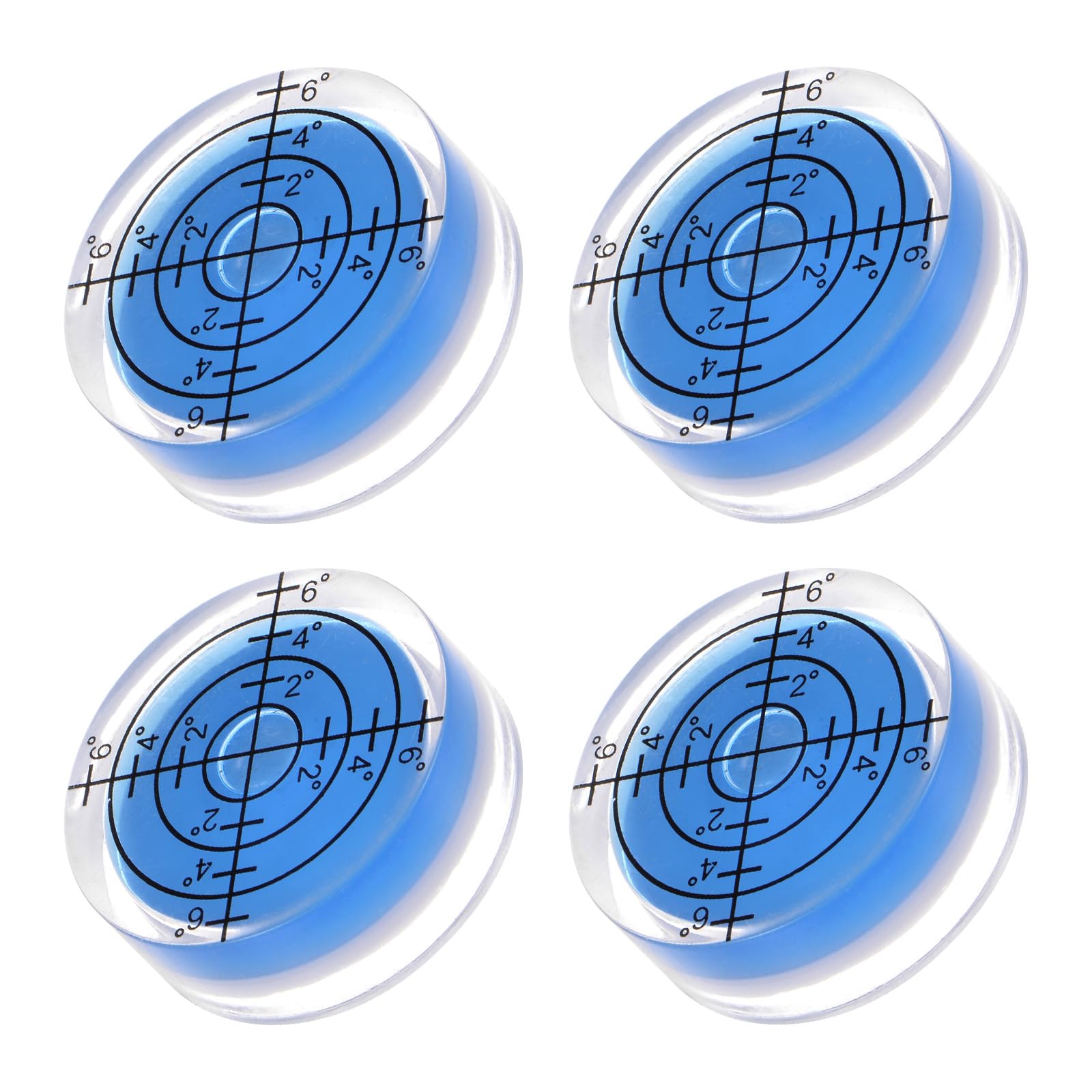 Kozelo 4pcs Small Circular Bubble Spirit Levels - [32mm Diameter 12mm Thickness] Mini Round RV Bullseye Level Leveling Tools for Travel Trailer Turntable Camera, Blue