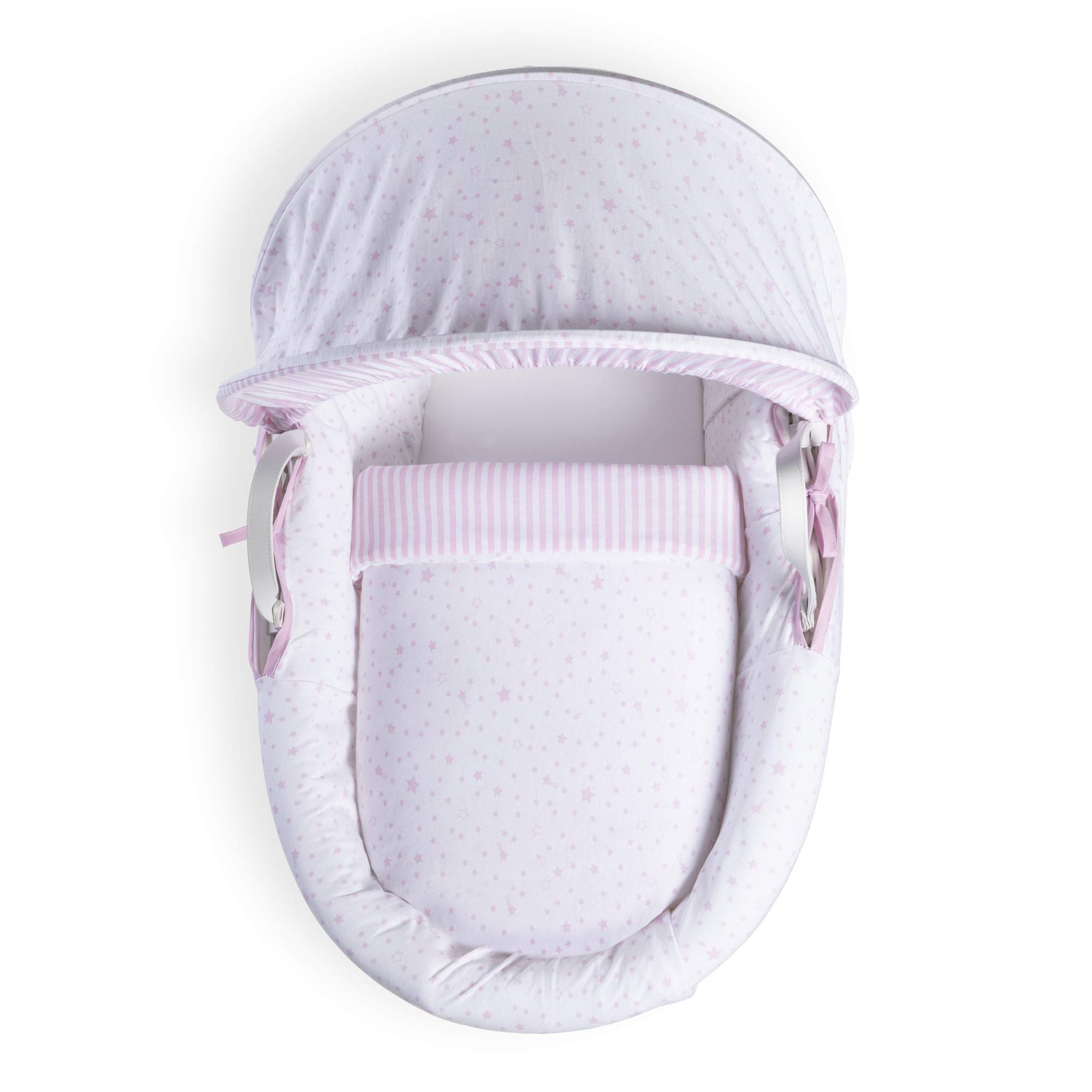 Clair de Lune Stars & Stripes Moses Basket Bedding Set (Basket NOT Included) - Pink