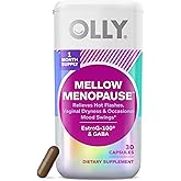 OLLY Mellow Menopause Supplements for Women, Supports Hot Flashes, Vaginal Dryness & Occasional Mood Swings,* Estro-G100®, GABA, Vegan Capsules, 1 Month Supply - 30 Count
