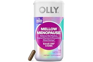 OLLY Mellow Menopause Supplements for Women, Supports Hot Flashes, Vaginal Dryness & Occasional Mood Swings,* Estro-G100®, GABA, Vegan Capsules, 1 Month Supply - 30 Count