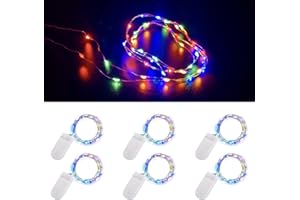 Ostwiki Fairy Lights Battery Operated, 6-Pack Mini String Lights, 20 LED 7ft Twinkle Firefly Starry Lights for DIY Craft Mason Jar Bedroom Wedding Party Table Christmas Decoration (Colorful)