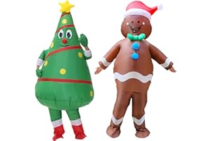 NiSotieb 2 Packs Christmas Inflatable Costume Christmas Tree Blow-up Outfit Cosplay Costume for Adult/Christmas/Halloween (Christmas Tree and Gingerbread Man)