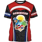 DFZ Dominican Flag Tee Novelty T-Shirt Summer Casual Crewneck Short Sleeve Top Dominican Jersey Unisex