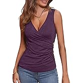 EasyGala Womens Deep V Neck Tank Tops Sexy Sleeveless Wrap Tops Fitted Ruched Shirts 2026