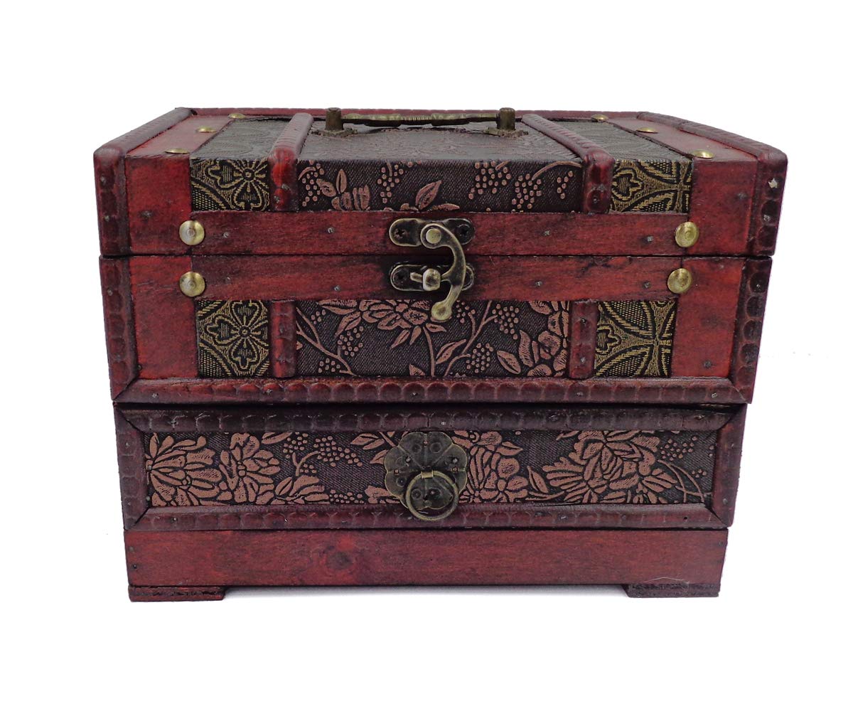 E-isata ISOTO Retro Vintage Wooden Jewelry Box Storage Box Organizer Container Case Chest Trinket Box with Mirror for Gilrs Girlfriend Women for Mother's Day 22 * 16 * 16cm (Style 3)