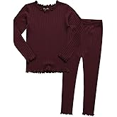 VAENAIT BABY 6M-12Y Infant Kids Toddler Junior Girls Soft Comfy Modal Tencel Shirring Sleepwear Pajamas 2pcs Set