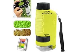 XIBHDN Miniscope Kids, The Original Miniscope for Kids, Pocket Microscope, Your Little Scientist Microscope, Portable Mini Scope 60x-120x for Scientific Experiment (1pcs-Yellow)